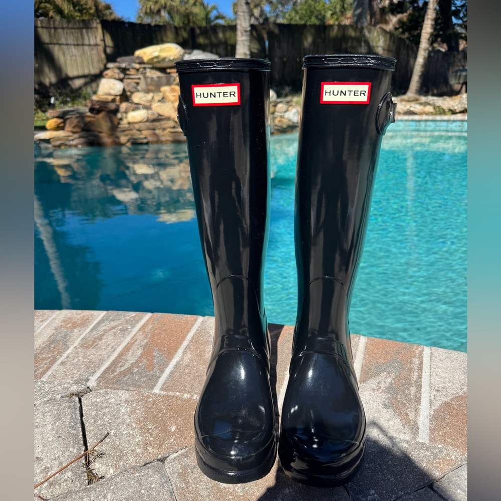 Hunter Black Waterproof Boots. Size 7